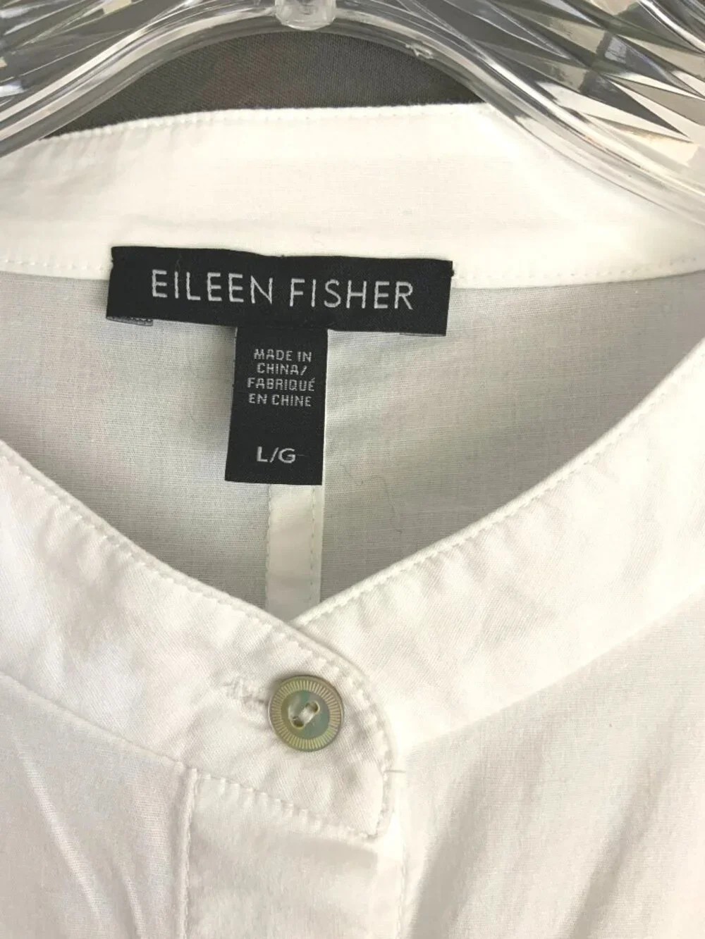Eileen Fisher White Poplin Long Sleeve Tunic Shirt Button Up Sz L - Picture 6 of 16